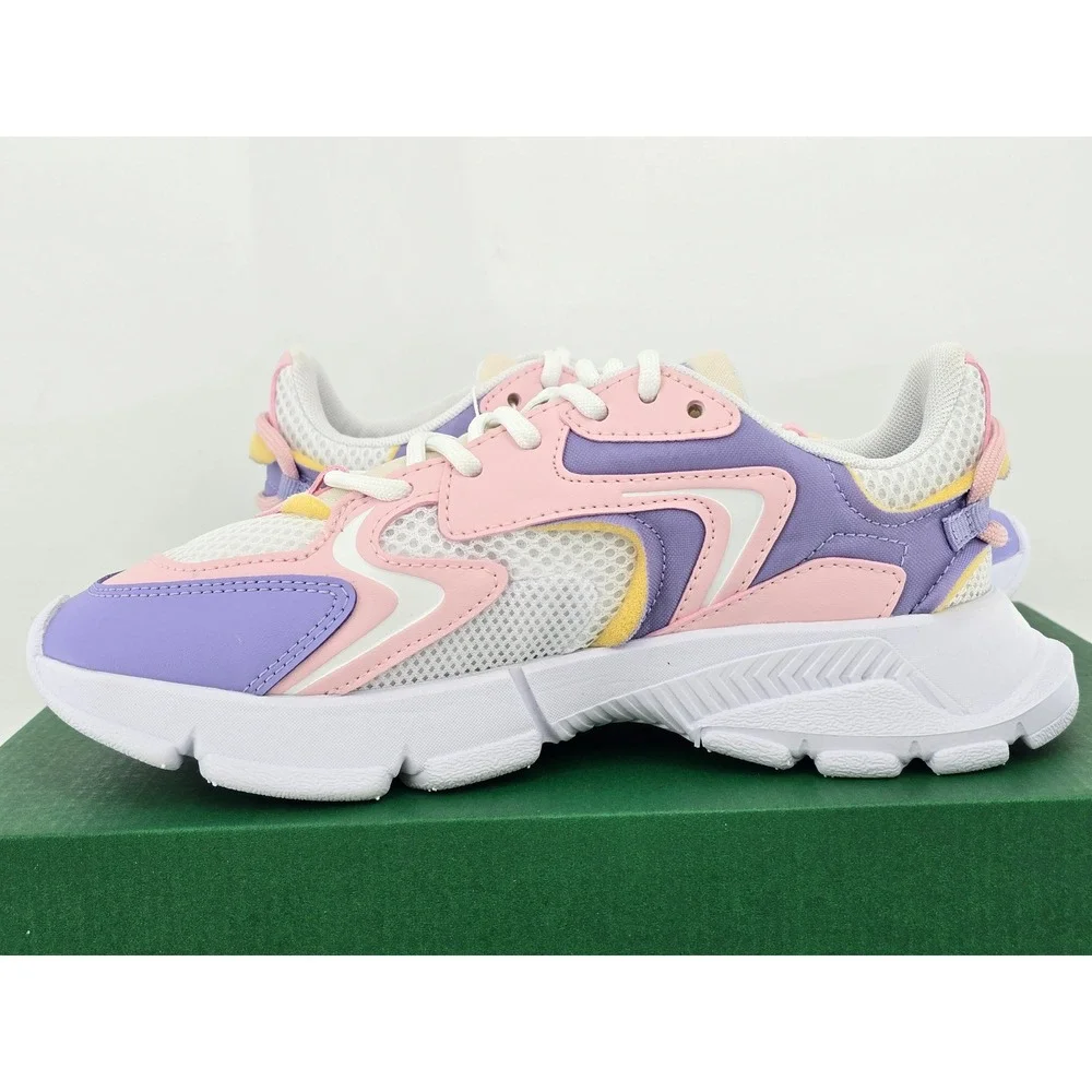 Lacoste L003 Neo 225 6 SUJ Kids Size 3 Pink Purple White Sneakers - New